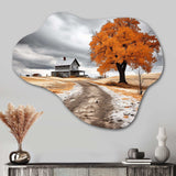 Farmhouse Orange And Grey Harmony - Asymmetric Metal Wall Art