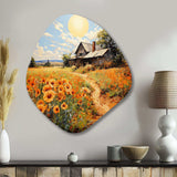 Farmhouse Sunlit Haven Pointillism II - Asymmetric Metal Wall Art