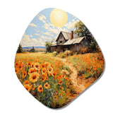 Farmhouse Sunlit Haven Pointillism II - Asymmetric Metal Wall Art