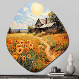 Farmhouse Sunlit Haven Pointillism II - Asymmetric Metal Wall Art