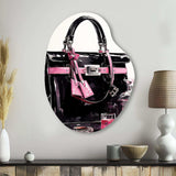 Fashion Bag And Perfum Black And Pink I - Asymmetric Metal Wall Art