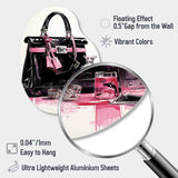 Fashion Bag And Perfum Black And Pink I - Asymmetric Metal Wall Art