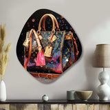 Fashion Bag Glamour Pointillism II - Asymmetric Metal Wall Art