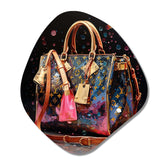 Fashion Bag Glamour Pointillism II - Asymmetric Metal Wall Art