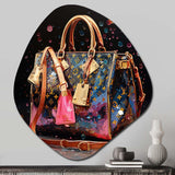 Fashion Bag Glamour Pointillism II - Asymmetric Metal Wall Art