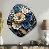 Blue Ferns Indigo Tranquility Papercut II - Asymmetric Metal Wall Art