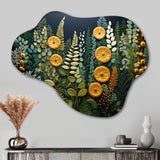 Yellow Ferns Plant Forest Tapestry - Asymmetric Metal Wall Art