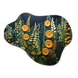 Yellow Ferns Plant Forest Tapestry - Asymmetric Metal Wall Art