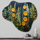 Yellow Ferns Plant Forest Tapestry - Asymmetric Metal Wall Art