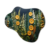 Yellow Ferns Plant Forest Tapestry - Asymmetric Metal Wall Art