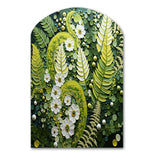 Light Green Ferns Plant Whimsical Spirals I - Asymmetric Metal Wall Art