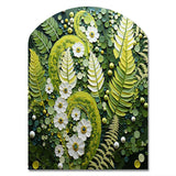 Light Green Ferns Plant Whimsical Spirals I - Asymmetric Metal Wall Art