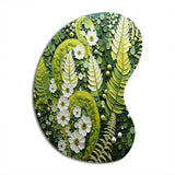 Light Green Ferns Plant Whimsical Spirals I - Asymmetric Metal Wall Art