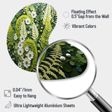 Light Green Ferns Plant Whimsical Spirals I - Asymmetric Metal Wall Art