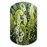 Light Green Ferns Plant Whimsical Spirals I - Asymmetric Metal Wall Art