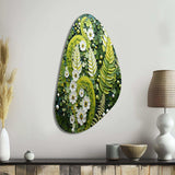 Light Green Ferns Plant Whimsical Spirals I - Asymmetric Metal Wall Art