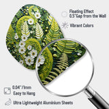 Light Green Ferns Plant Whimsical Spirals I - Asymmetric Metal Wall Art