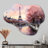 Pink Twilight Rendezvous In Paris II - Asymmetric Metal Wall Art