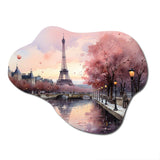 Pink Twilight Rendezvous In Paris II - Asymmetric Metal Wall Art