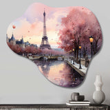 Pink Twilight Rendezvous In Paris II - Asymmetric Metal Wall Art