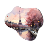 Pink Twilight Rendezvous In Paris II - Asymmetric Metal Wall Art