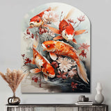 Fishing Contemporary Koi Fish I - Asymmetric Metal Wall Art