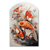 Fishing Contemporary Koi Fish I - Asymmetric Metal Wall Art