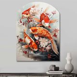 Fishing Contemporary Koi Fish I - Asymmetric Metal Wall Art