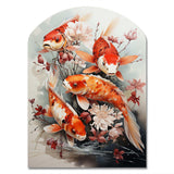 Fishing Contemporary Koi Fish I - Asymmetric Metal Wall Art