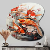 Fishing Contemporary Koi Fish I - Asymmetric Metal Wall Art