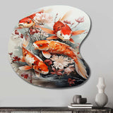 Fishing Contemporary Koi Fish I - Asymmetric Metal Wall Art