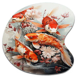 Fishing Contemporary Koi Fish I - Asymmetric Metal Wall Art