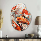 Fishing Contemporary Koi Fish I - Asymmetric Metal Wall Art