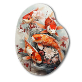 Fishing Contemporary Koi Fish I - Asymmetric Metal Wall Art