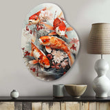 Fishing Contemporary Koi Fish I - Asymmetric Metal Wall Art