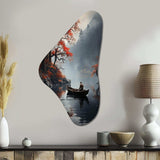 Fishing At The Lake Whispering Breeze III - Asymmetric Metal Wall Art