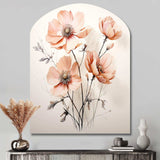 Peach Beige Minimalism Flower - Asymmetric Metal Wall Art