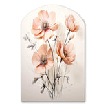 Peach Beige Minimalism Flower - Asymmetric Metal Wall Art