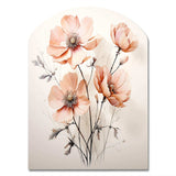 Peach Beige Minimalism Flower - Asymmetric Metal Wall Art