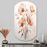 Peach Beige Minimalism Flower - Asymmetric Metal Wall Art