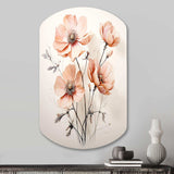 Peach Beige Minimalism Flower - Asymmetric Metal Wall Art