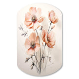 Peach Beige Minimalism Flower - Asymmetric Metal Wall Art