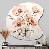 Peach Beige Minimalism Flower - Asymmetric Metal Wall Art