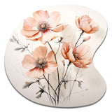 Peach Beige Minimalism Flower - Asymmetric Metal Wall Art