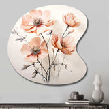 Peach Beige Minimalism Flower - Asymmetric Metal Wall Art