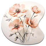 Peach Beige Minimalism Flower - Asymmetric Metal Wall Art