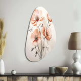 Peach Beige Minimalism Flower - Asymmetric Metal Wall Art