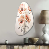 Peach Beige Minimalism Flower - Asymmetric Metal Wall Art