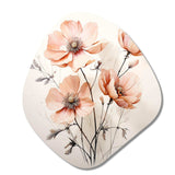 Peach Beige Minimalism Flower - Asymmetric Metal Wall Art