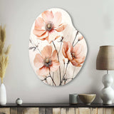 Peach Beige Minimalism Flower - Asymmetric Metal Wall Art